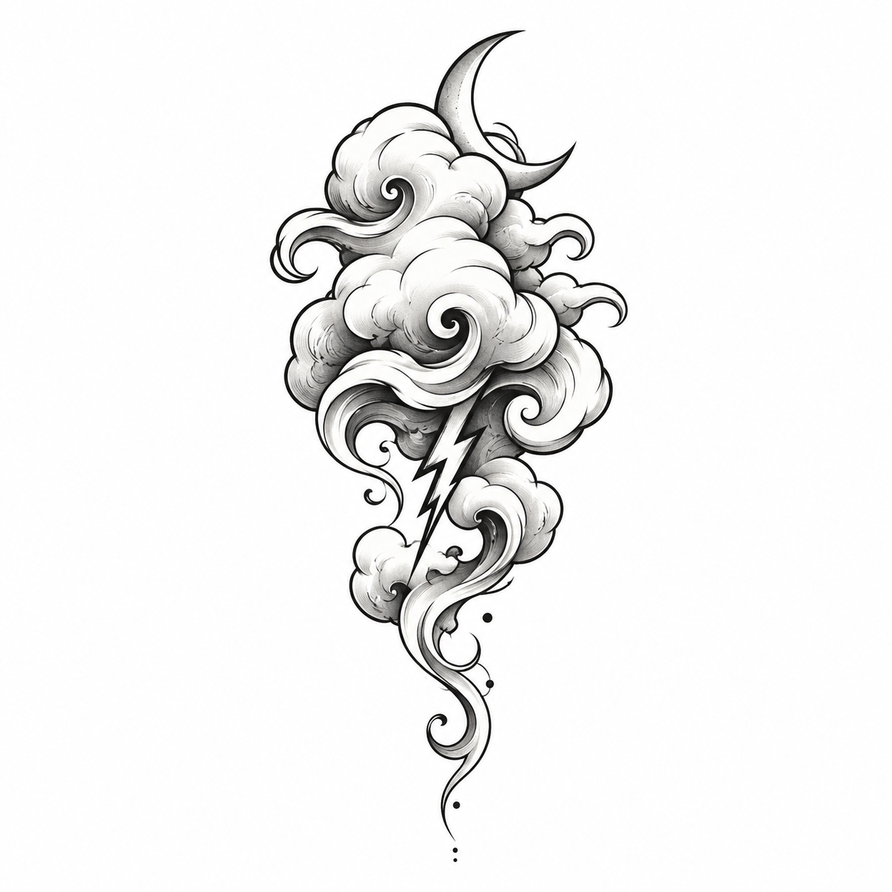 Cloud and lightning sample tattoo